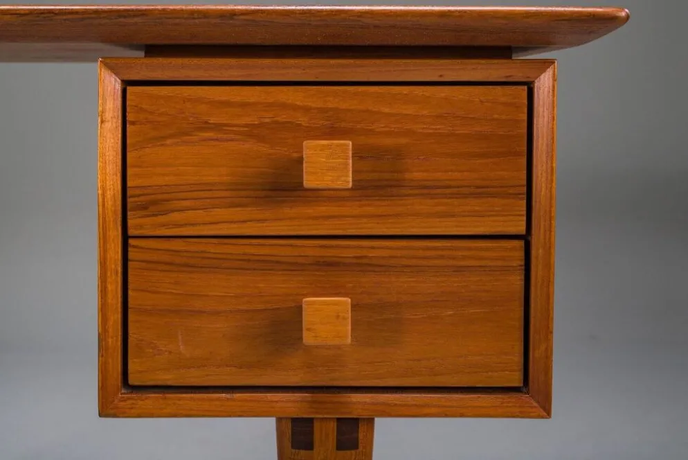 Bureau en teck en L de style mid-century moderne, années 1970