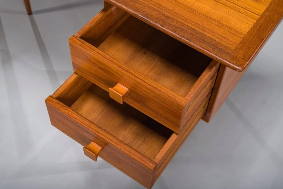 Bureau en teck en L de style mid-century moderne, années 1970