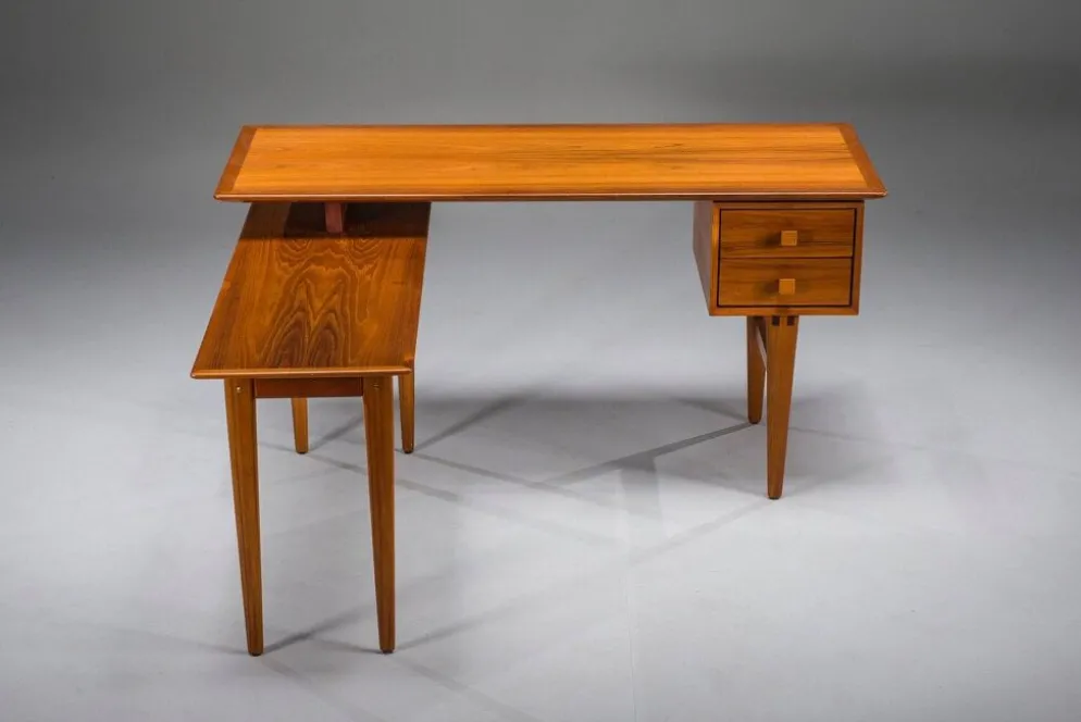 Bureau en teck en L de style mid-century moderne, années 1970