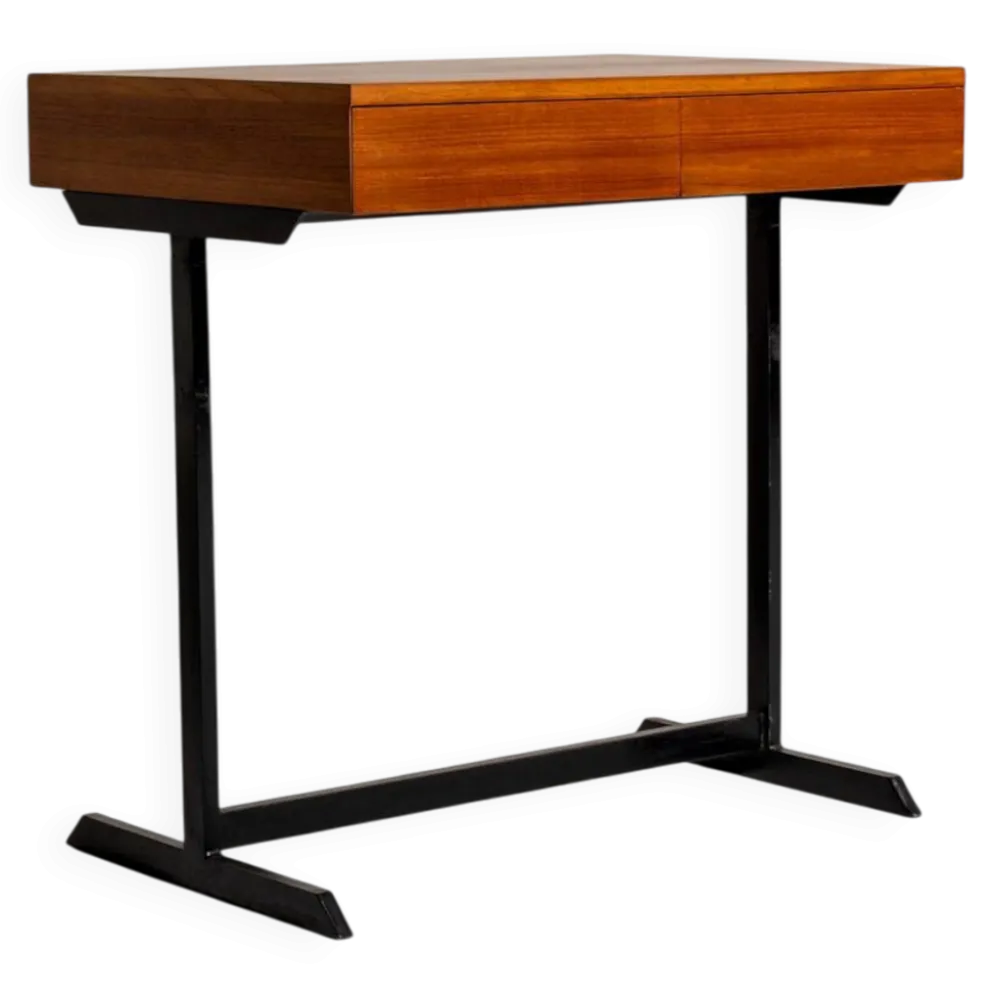 Bureau en teck et métal peint en noir, production européenne, années 1960