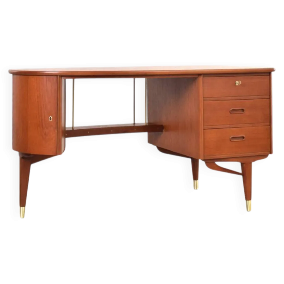 Bureau en teck organique du milieu du siècle de Sola Møbler, années 1960.