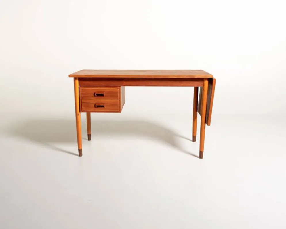 Bureau en teck scandinave avec une extension pliante, années 1950/1960