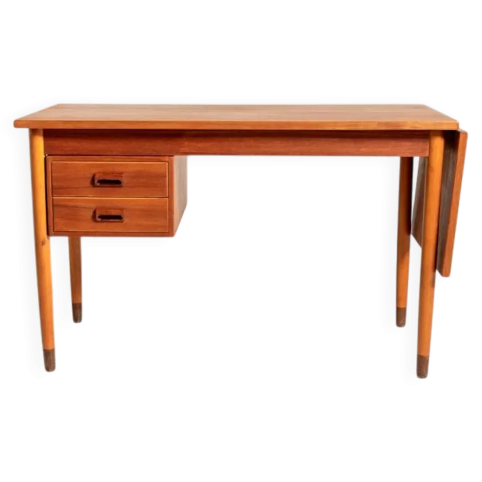 Bureau en teck scandinave avec une extension pliante, années 1950/1960