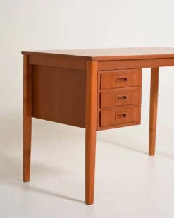 Bureau en teck scandinave avec tiroirs coulissants, années 1960
