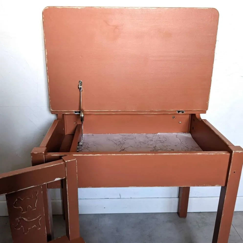 Bureau et chaise écolier terracotta