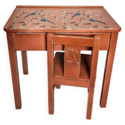 Bureau et chaise écolier terracotta