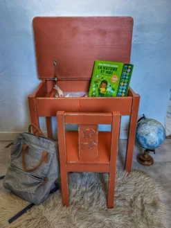 Bureau et chaise écolier terracotta