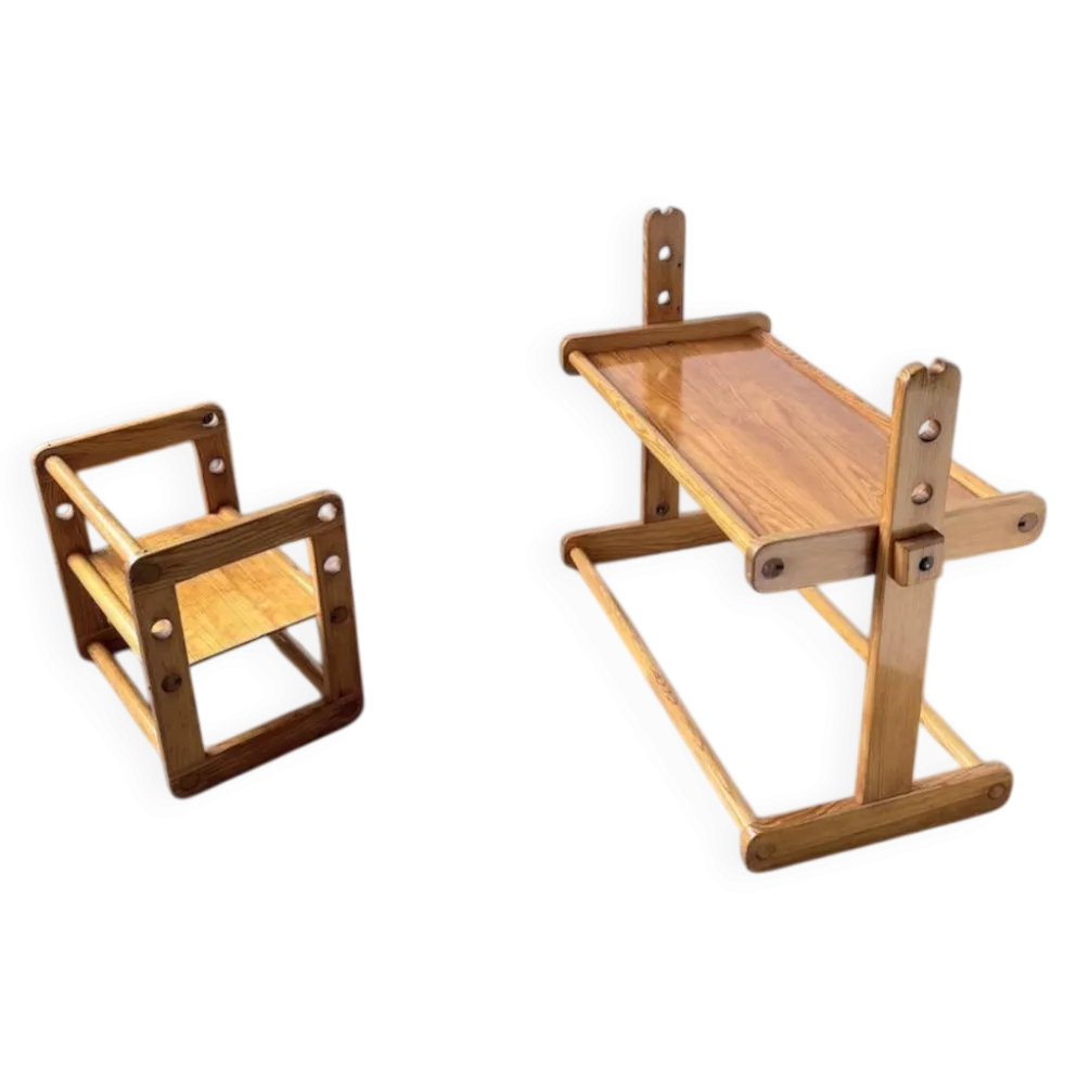 Bureau et chaise enfant pin Bauhaus
