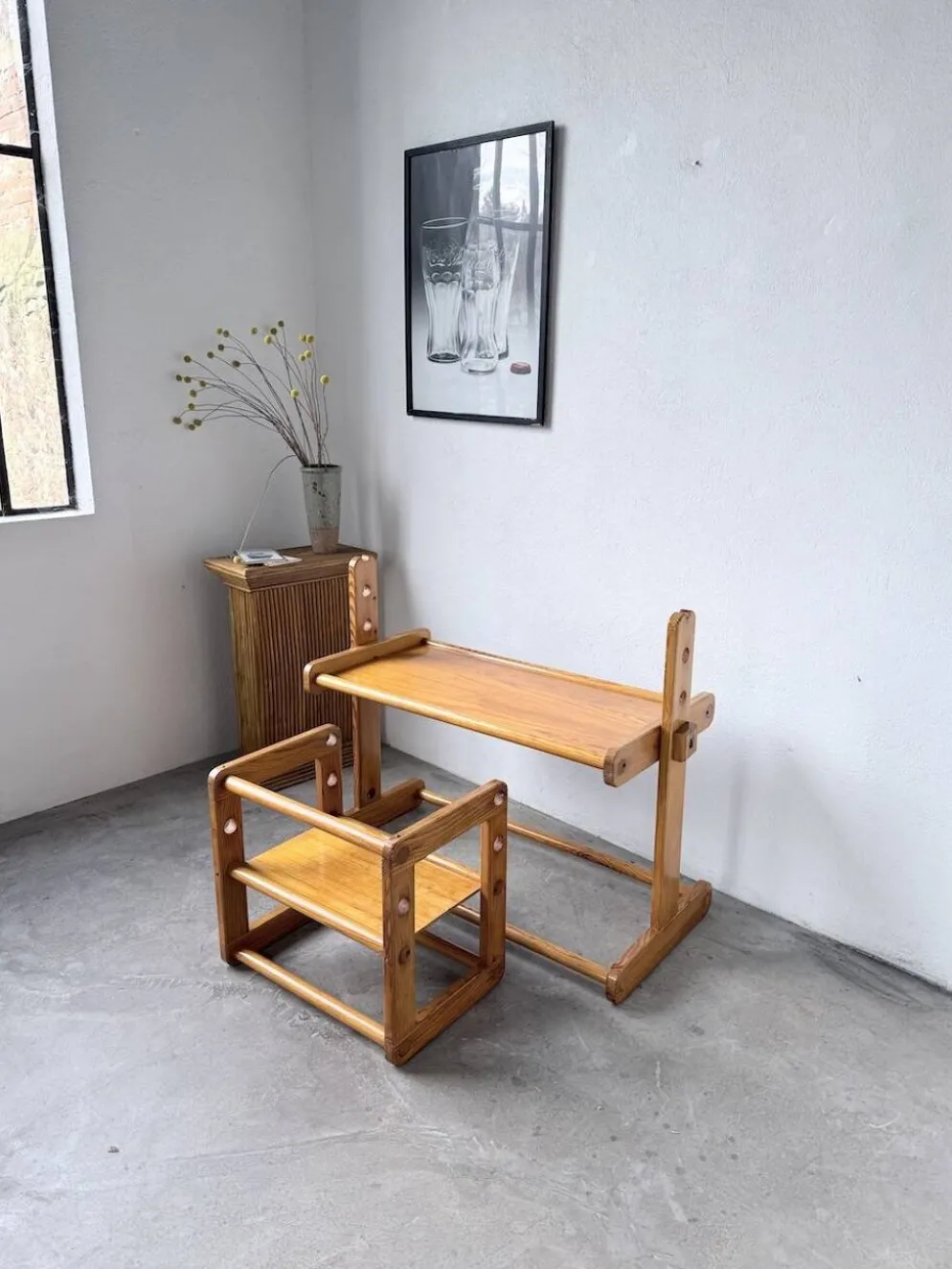 Bureau et chaise enfant pin Bauhaus