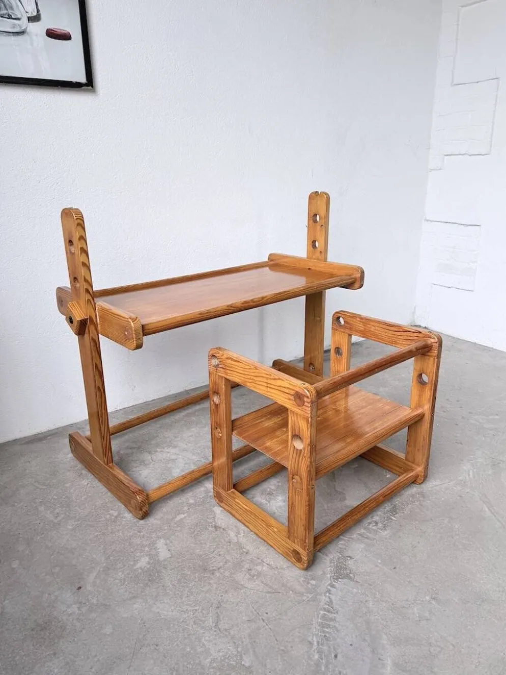 Bureau et chaise enfant pin Bauhaus