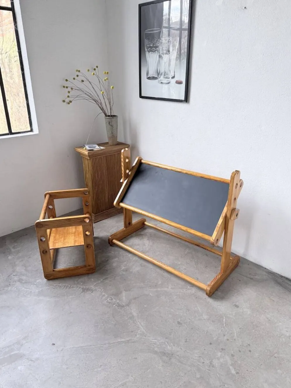 Bureau et chaise enfant pin Bauhaus