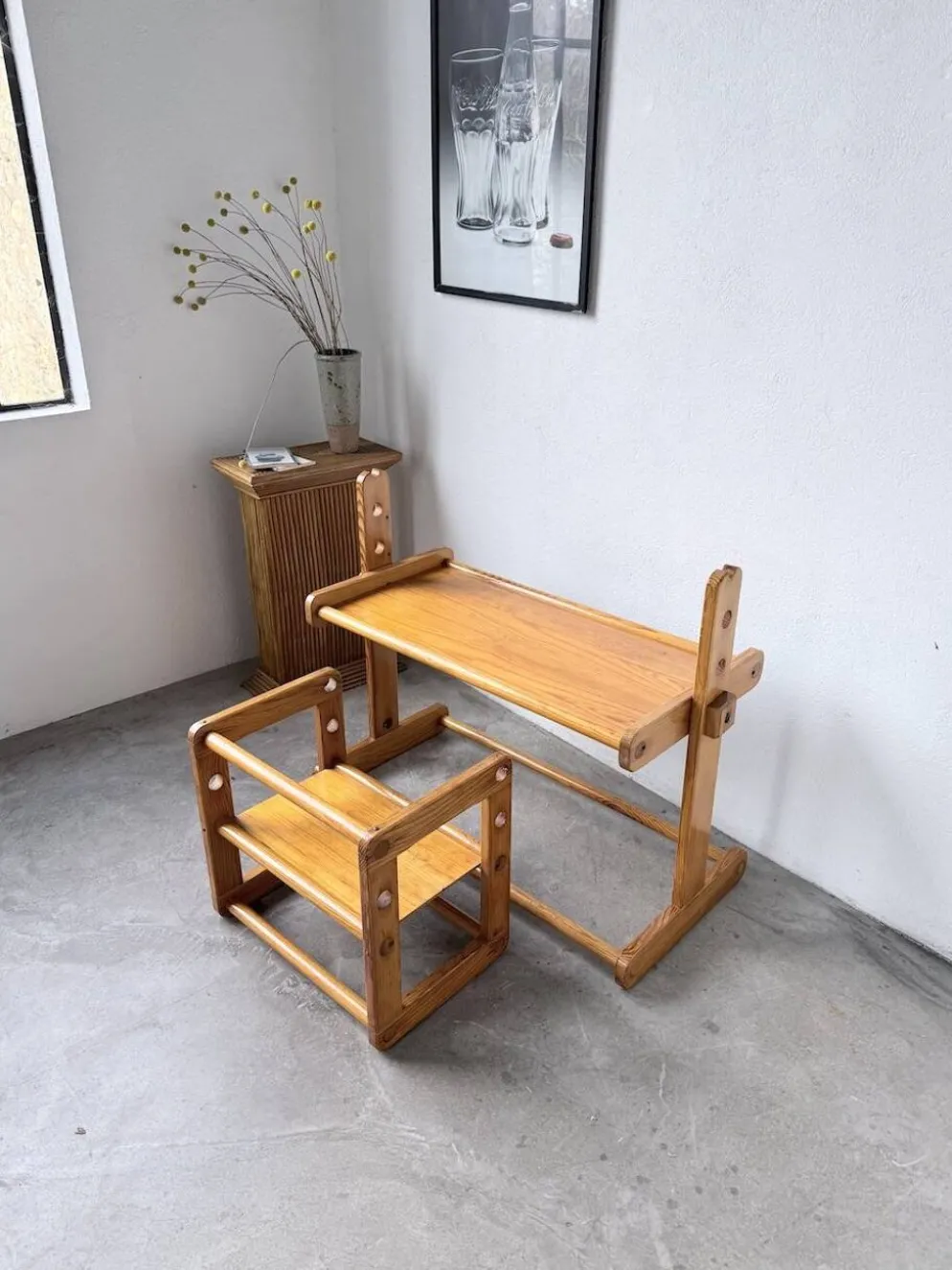 Bureau et chaise enfant pin Bauhaus