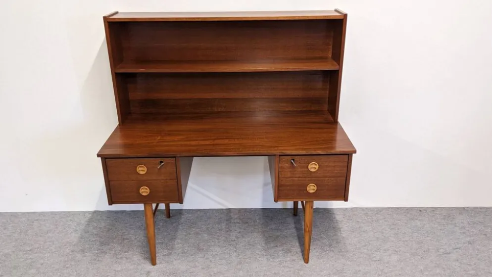 Bureau et son étagère amovible de style scandinave en teck, RDA vers 1960
