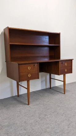 Bureau et son étagère amovible de style scandinave en teck, RDA vers 1960