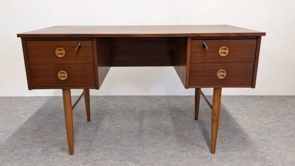 Bureau et son étagère amovible de style scandinave en teck, RDA vers 1960