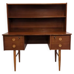 Bureau et son étagère amovible de style scandinave en teck, RDA vers 1960
