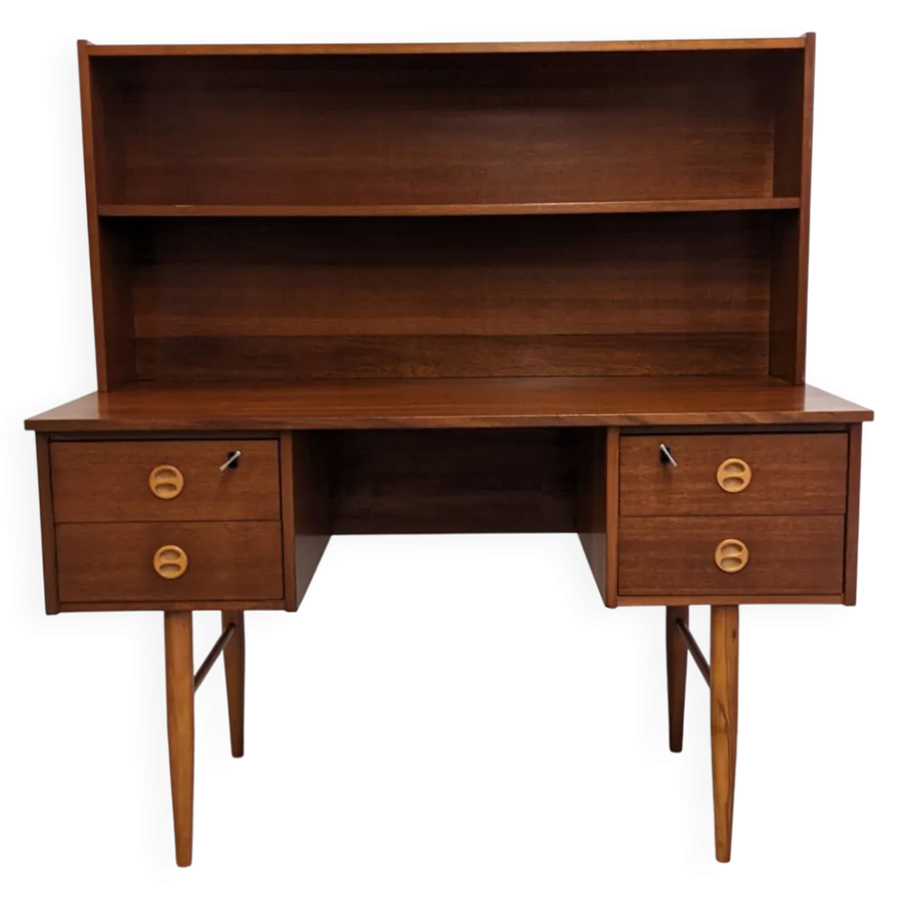 Bureau et son étagère amovible de style scandinave en teck, RDA vers 1960