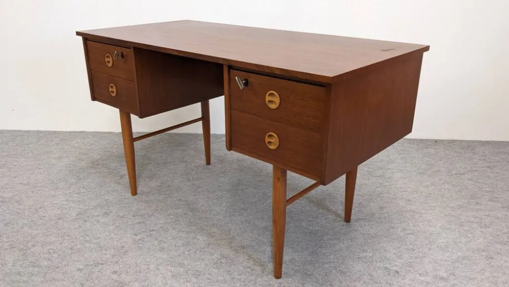 Bureau et son étagère amovible de style scandinave en teck, RDA vers 1960