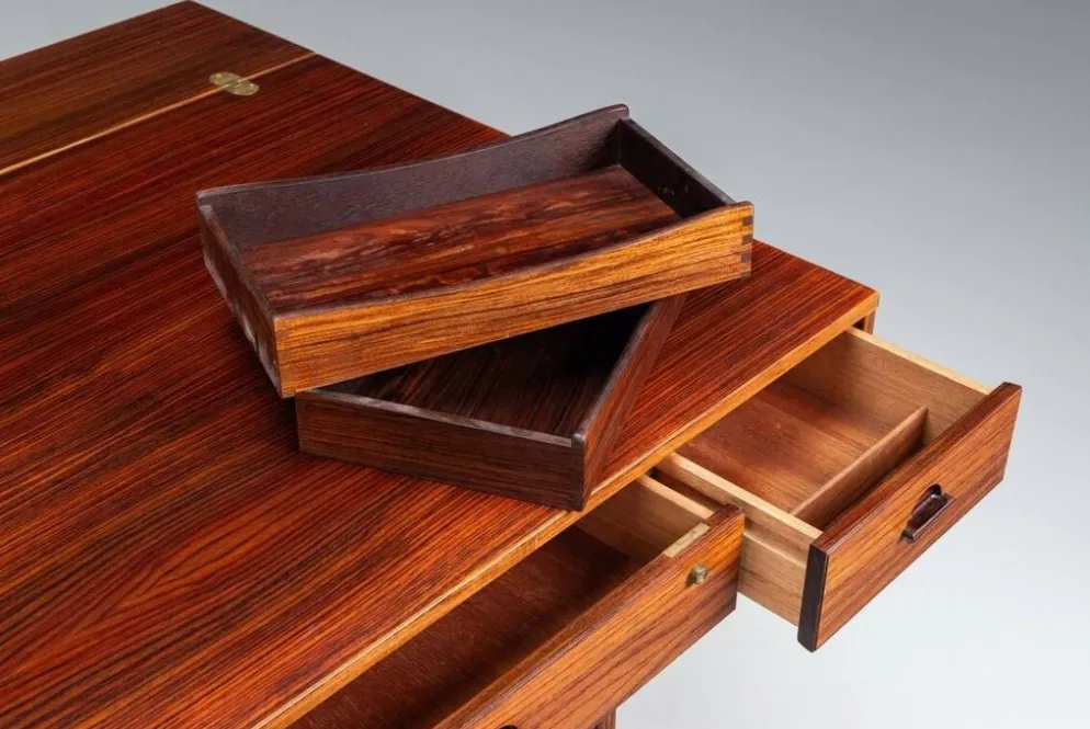 Bureau Flip-Top Partners en rosewood de Peter Lovig, Lovig, Danemark, 1960.