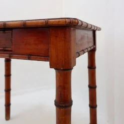 Bureau français faux bambou en pin - Début du 20ème siècle