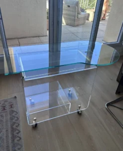 Bureau français vintage Plexiglas & verre – Space Age – circa 1970