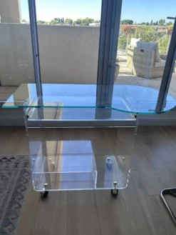 Bureau français vintage Plexiglas & verre – Space Age – circa 1970