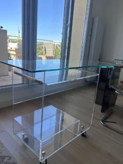 Bureau français vintage Plexiglas & verre – Space Age – circa 1970