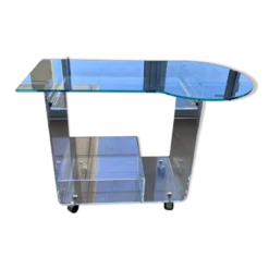 Bureau français vintage Plexiglas & verre – Space Age – circa 1970