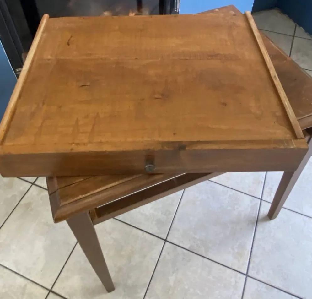 Bureau 1 grand tiroir en bois massif chêne 1950 78x58cm