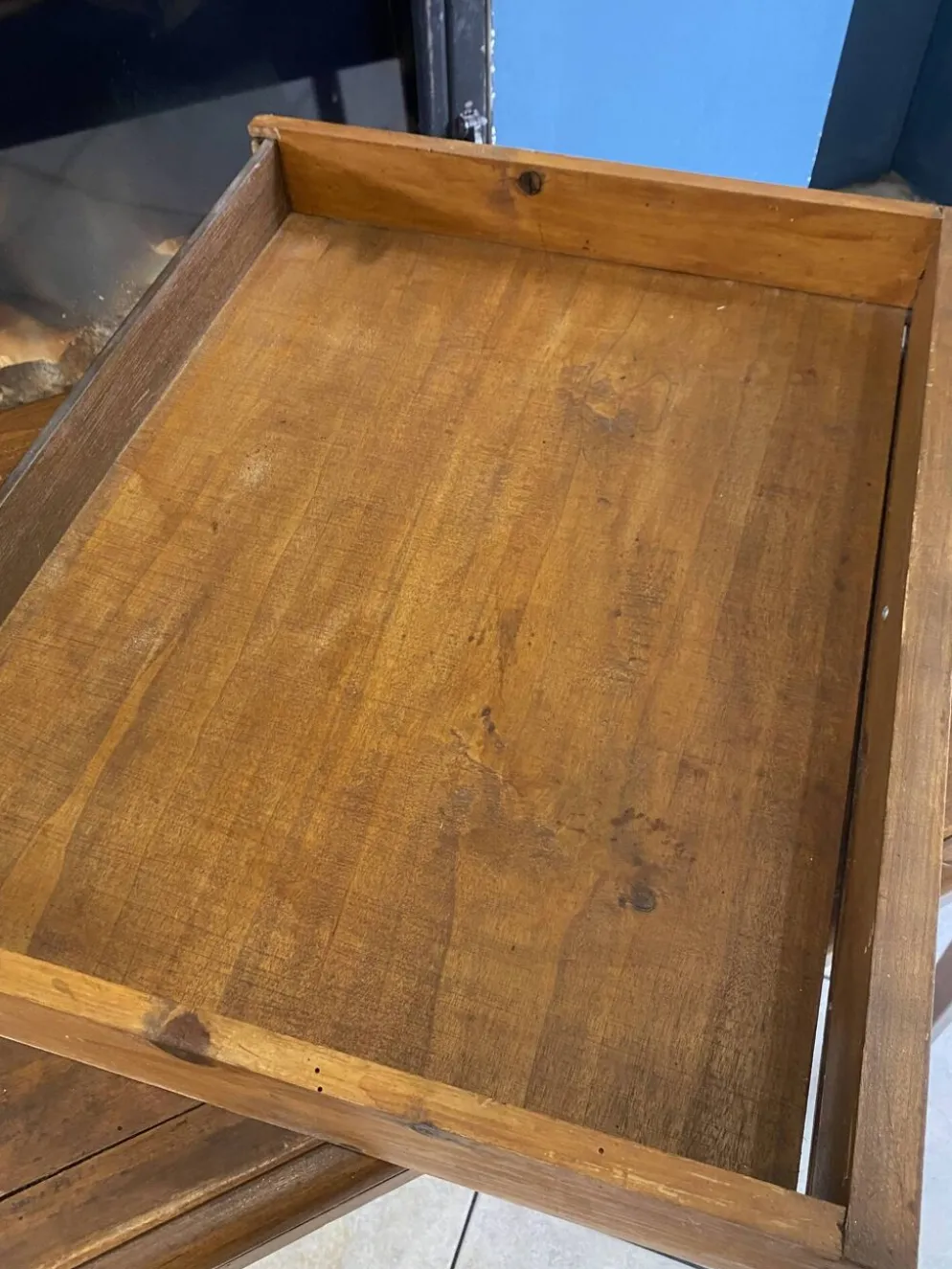 Bureau 1 grand tiroir en bois massif chêne 1950 78x58cm