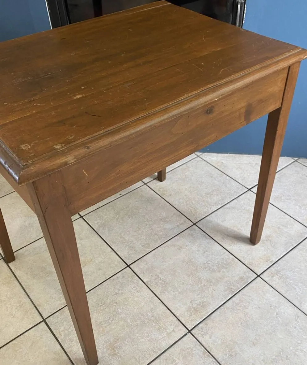 Bureau 1 grand tiroir en bois massif chêne 1950 78x58cm