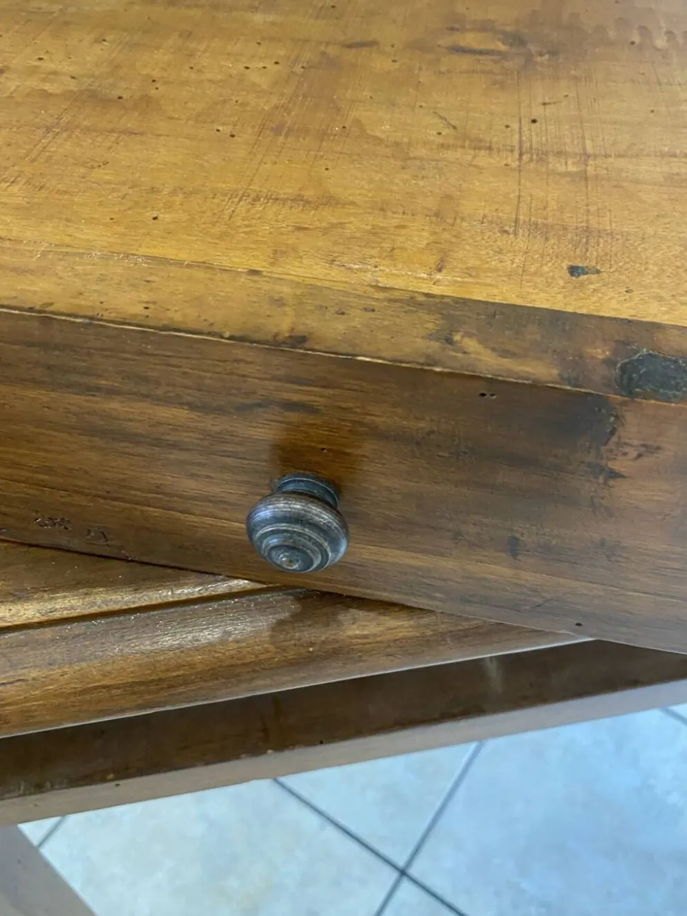 Bureau 1 grand tiroir en bois massif chêne 1950 78x58cm