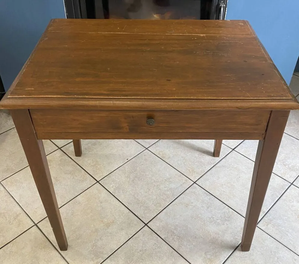 Bureau 1 grand tiroir en bois massif chêne 1950 78x58cm