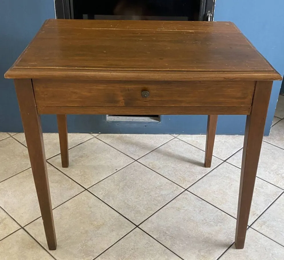 Bureau 1 grand tiroir en bois massif chêne 1950 78x58cm