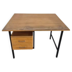 Bureau moderniste vintage design en chêne 1950s