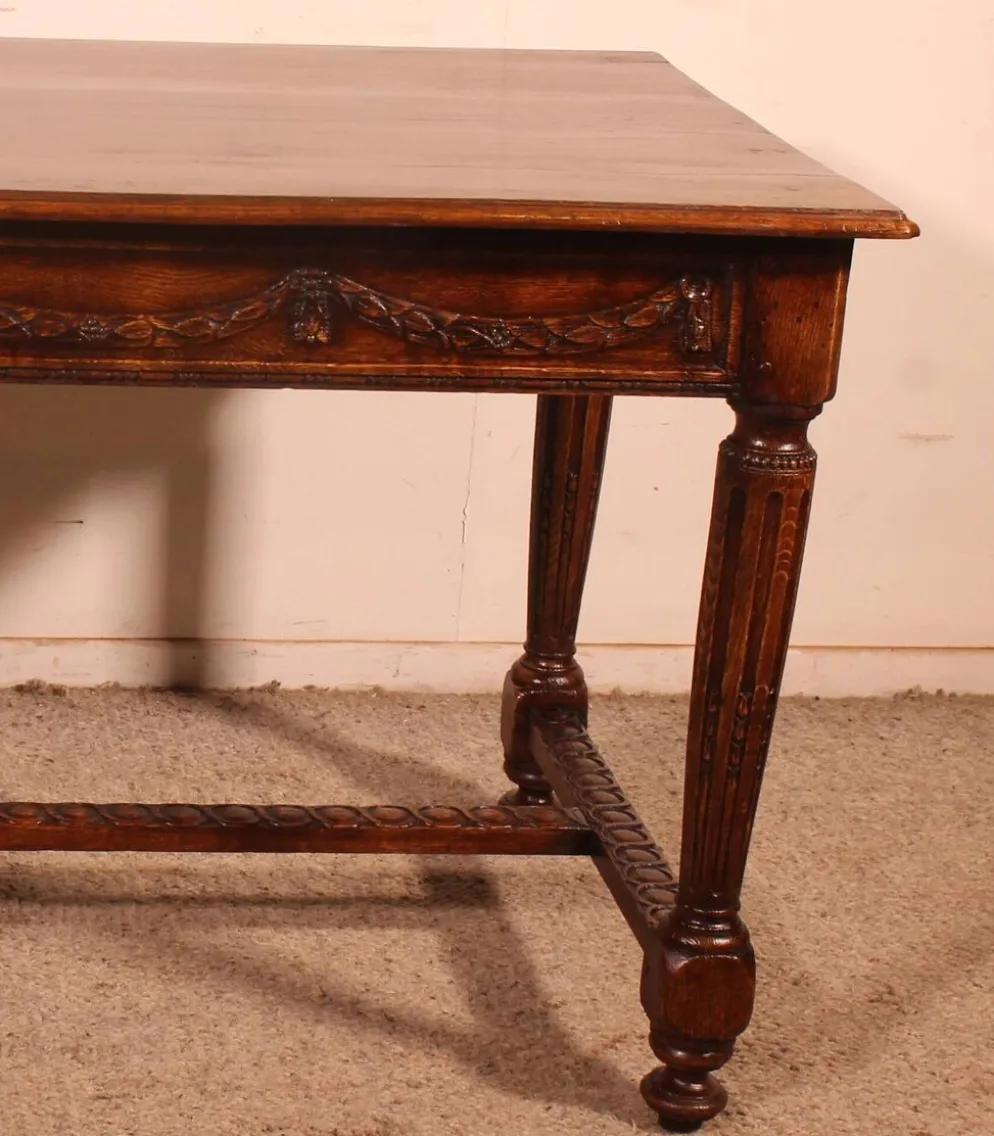 bureau ou table d'époque Louis XVI en chêne -18° siècle
