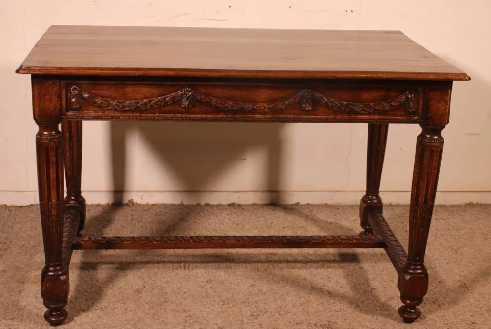 bureau ou table d'époque Louis XVI en chêne -18° siècle