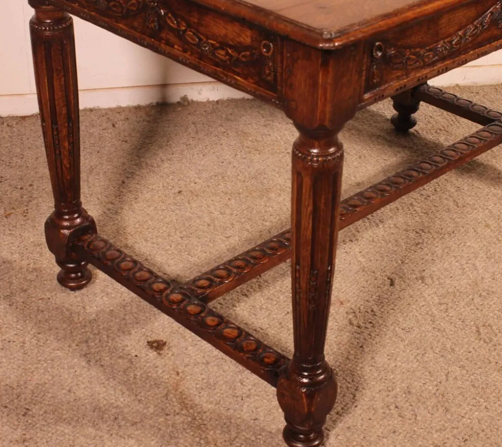 bureau ou table d'époque Louis XVI en chêne -18° siècle