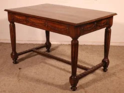 bureau ou table d'époque Louis XVI en chêne -18° siècle