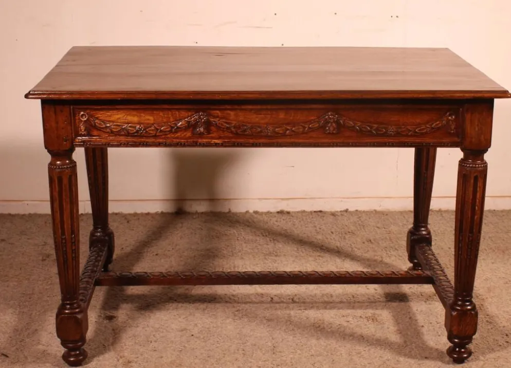 bureau ou table d'époque Louis XVI en chêne -18° siècle