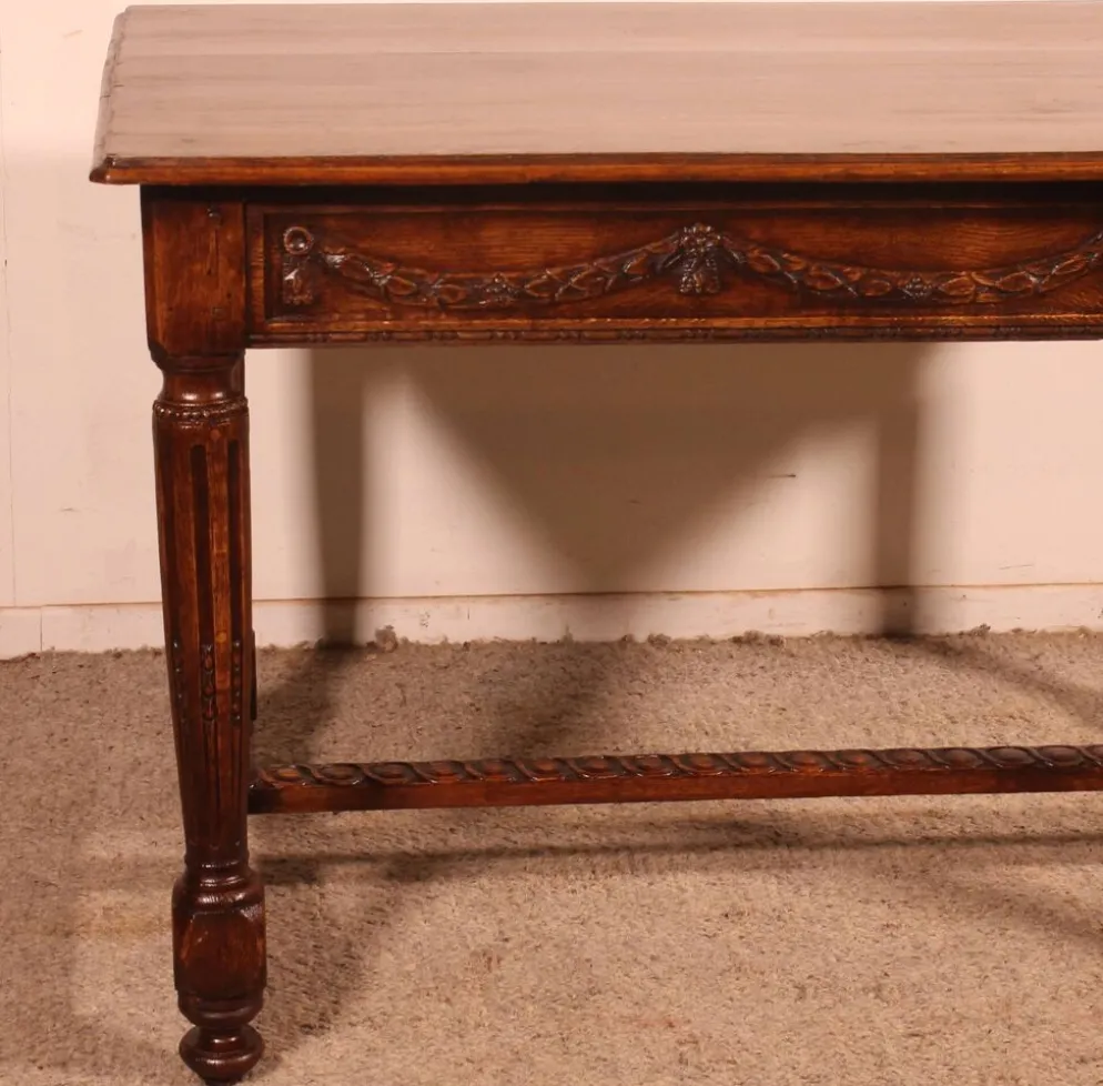 bureau ou table d'époque Louis XVI en chêne -18° siècle