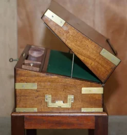 Bureau à pente militaire d'époque victorienne en bois dur