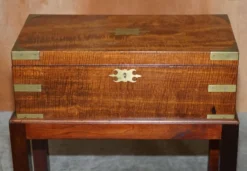 Bureau à pente militaire d'époque victorienne en bois dur