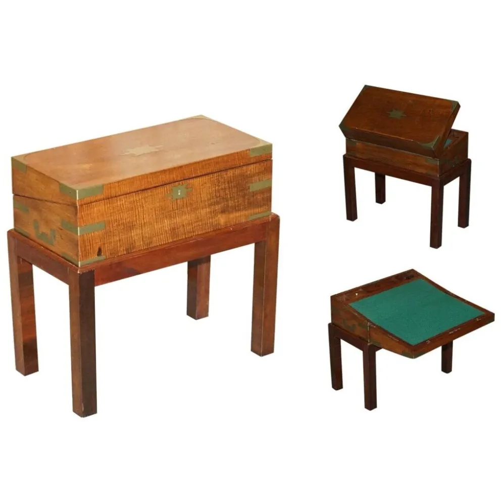 Bureau à pente militaire d'époque victorienne en bois dur