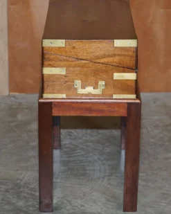 Bureau à pente militaire d'époque victorienne en bois dur