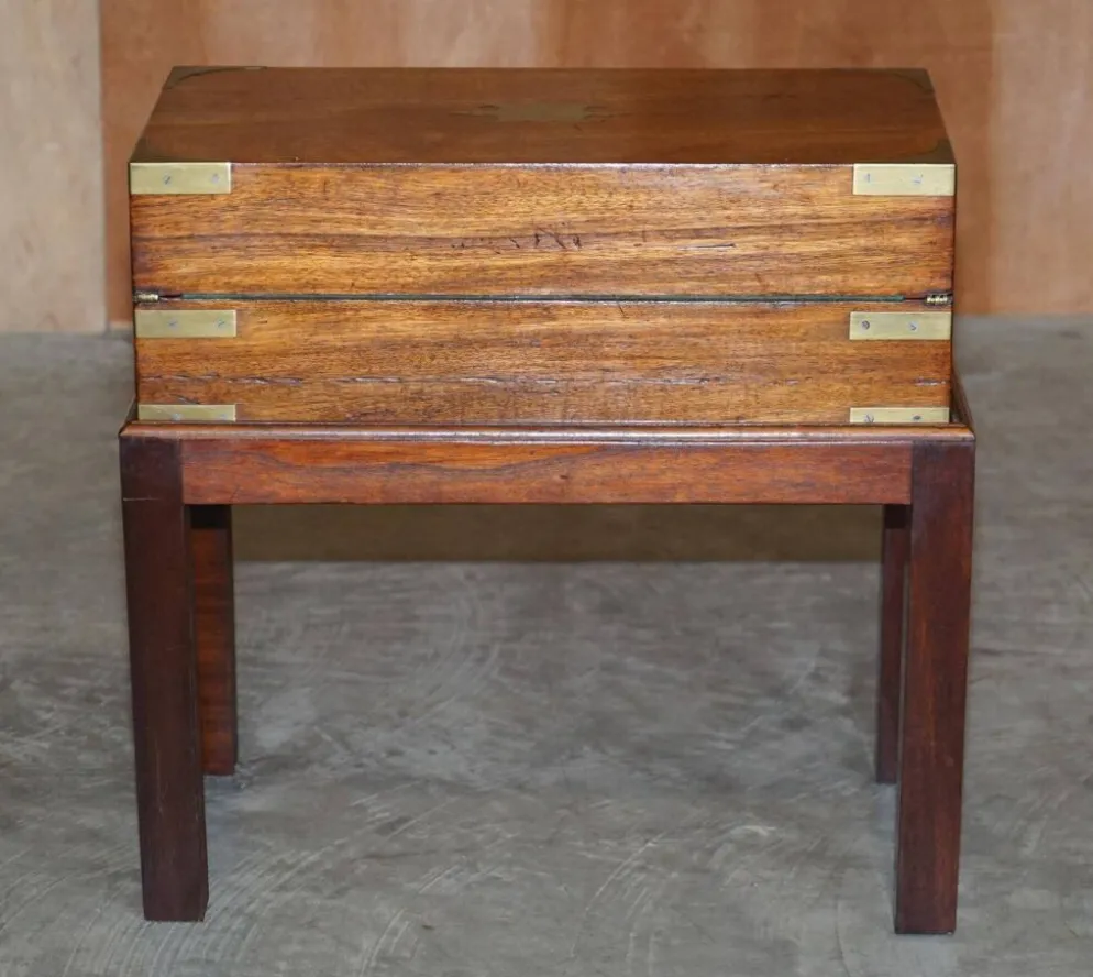 Bureau à pente militaire d'époque victorienne en bois dur