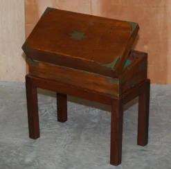 Bureau à pente militaire d'époque victorienne en bois dur