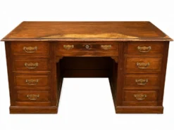 Bureau à piédestal en Chêne à caisson