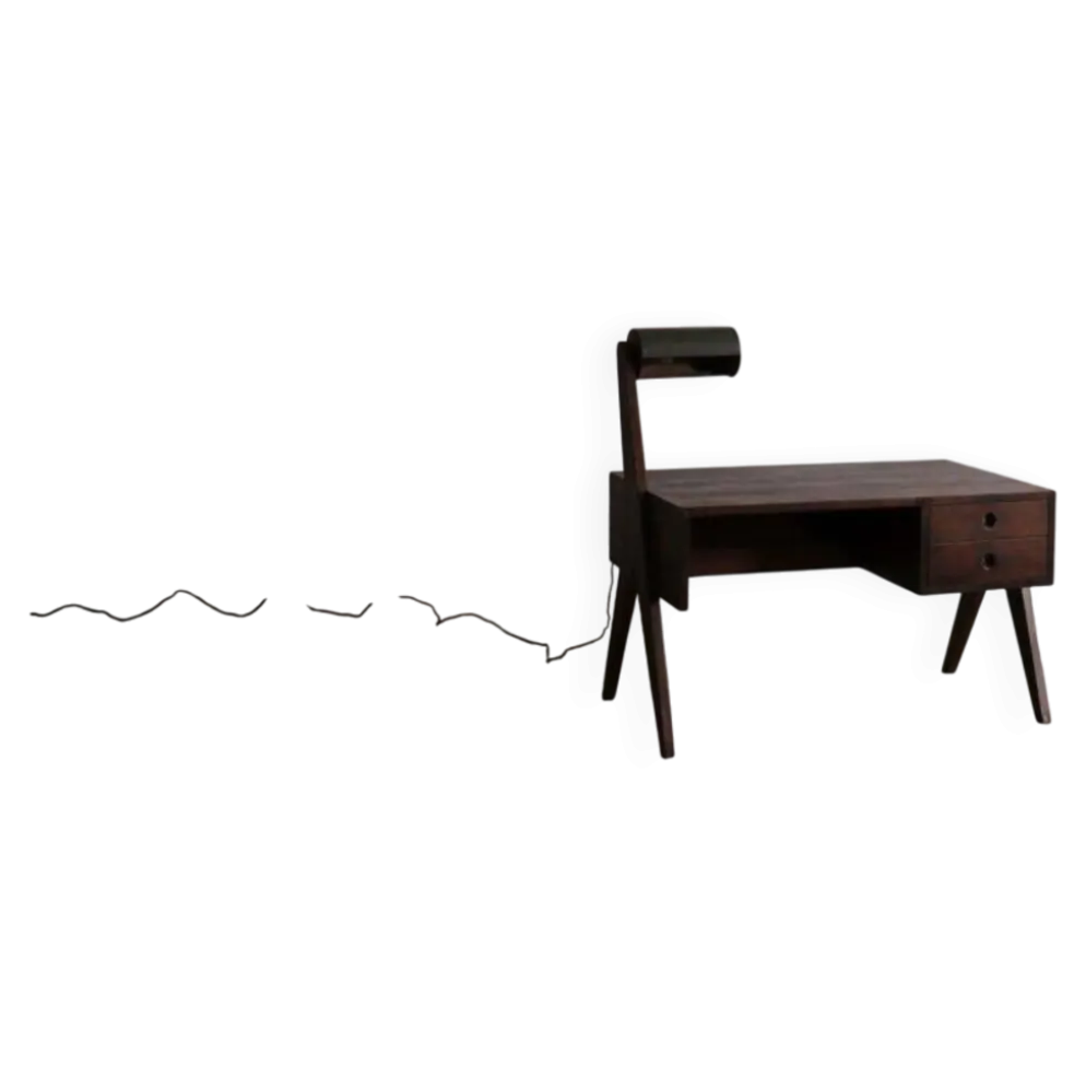 Bureau Pierre Jeanneret avec lampe intégrée, Chandigarh, années 1950