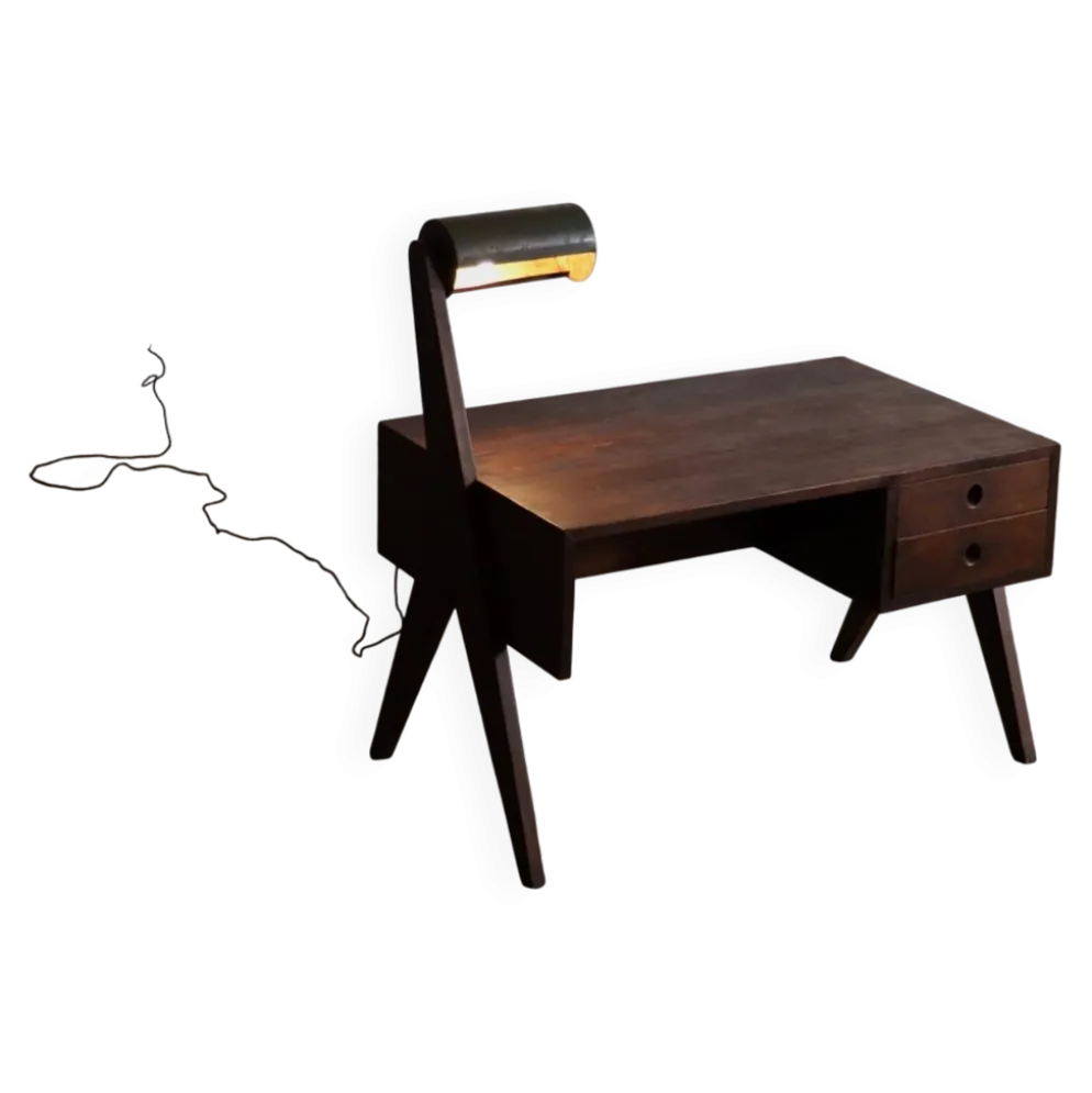 Bureau Pierre Jeanneret avec lampe intégrée, Chandigarh, années 1950